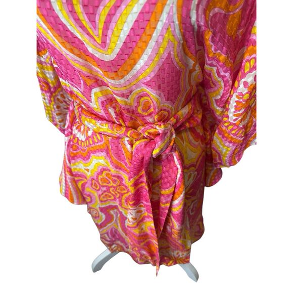 Trina Turk Paradise Floral Jacquard Shift Short Dress Silk Summer Vacation Sz M - Picture 4 of 7